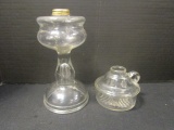 Two Glass Oil Lamp Bases