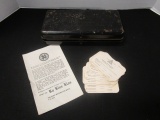 Vintage Metal Insurance Surety Bonds Box with KKK Statement and Knights of the Cross Dues Cards