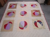 Beach Ball Pattern Quilt with Hand Stitching