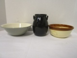 Harkerware Bowl, Stoneware Mixing Bowl, and Pottery Crock
