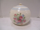 Vintage Round Cookie Jar with Floral Pattern