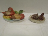 Hen and Rooster Salt and Pepper in Basket and Beachcombers Duck Salt and Pepper Shakers