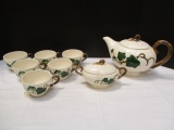 Metlox Poppytrail Ivy Teapot, Sugar Bowl, and Six Cups