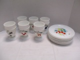 Hand Painted Milk Glass Plates and Glasses