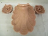 Abingdon Pottery 3 Pc Bowl with Candle Holders