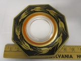 Orange Black and Gold Bowl and Plate