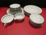 12 Pcs Southwicke China and 13 Pcs Noritake Silver Key Pattern China