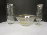 Bohemia Crystal Silver Rim Vase, Georges Briard Vase and Bowl