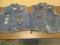 Two Blue Jean Biker Vests with Patches and Pins