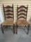 Two Rush Seat Ladderback Chairs