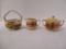 Hand Painted Noritake Creamer, Sugar Bowl and Condiment Dish with Spoon