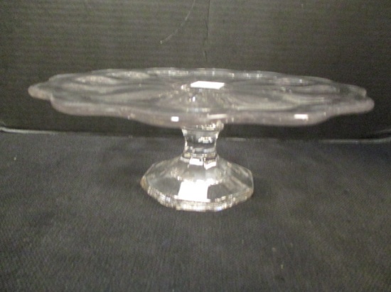 Pedestal Cake Plate with Scalloped Rim