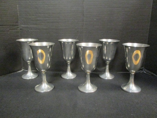 Set of Six Colonial Pewter Goblets