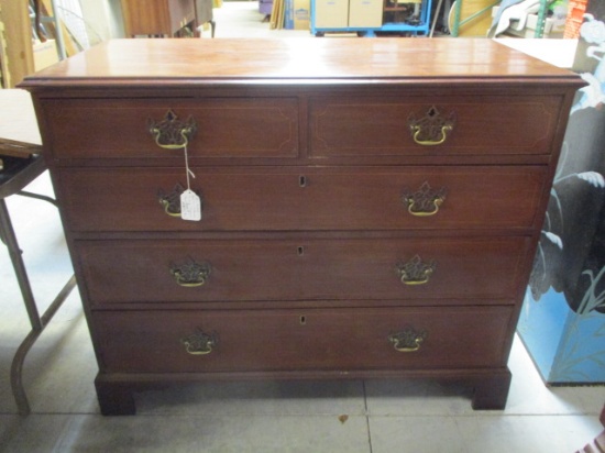 1860s Five Drawer English Inlaid Chest