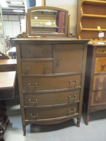 Gentleman's Bow Front Chest with Beveled Mirror