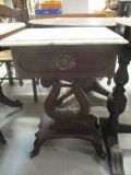 Marble Top Harp Table with Faux Drawer