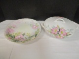Noritake Hand Painted Covered Casserole and Hand Painted Plate
