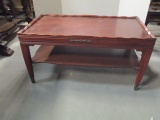 Coffee Table with Lower Shelf and Metal Cap Feet