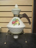 Metlox Poppytrail Provincial Fruit Coffee Pot on Warming Stand with Candle