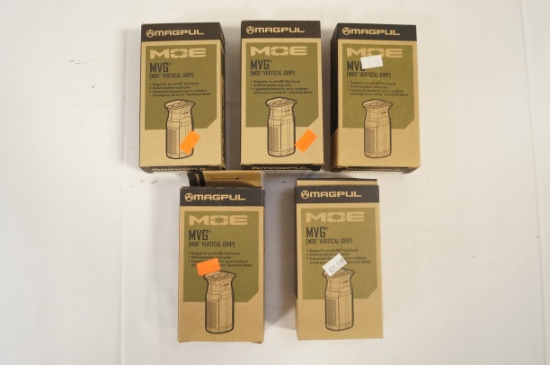 5 Magpul MVG - MOE Vertical Grip - - (3) FDE & (2)ODG