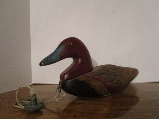 Wood Carved Duck Decoy with Weight