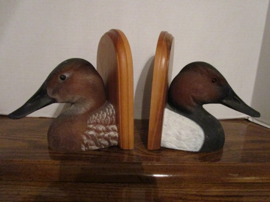 Pair of Signed Jennings Decoy Co. Canvas Back Duck Bookends