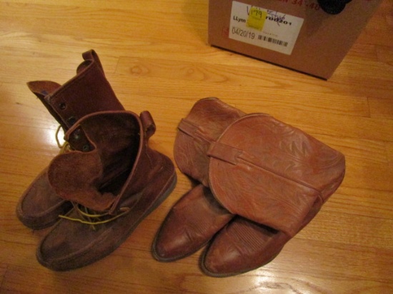 Pair of Leather Nocona Boots and W.C Russel Moccasin Co. Leather Lace Up Boots