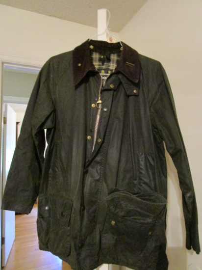 Barbour Beufort Oil Coat with Matching Booney Hat and Can of Thornproof Dressing