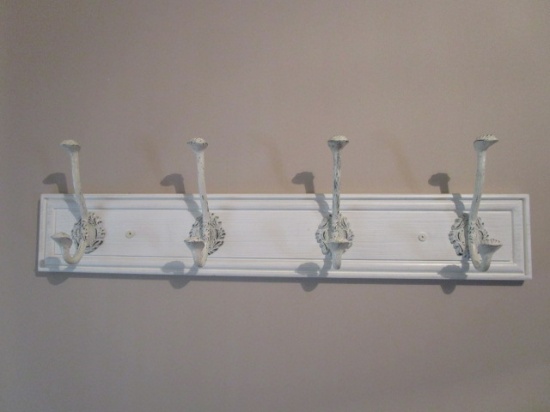 Four Hook White Washed Coat Hook