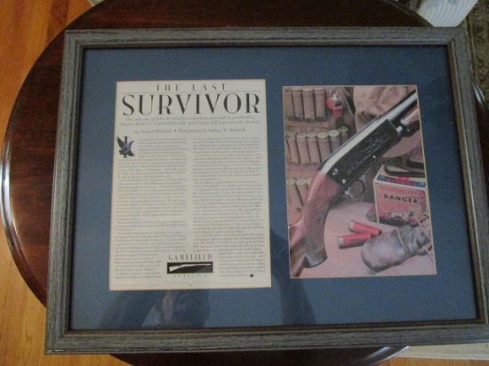 Framed "The Last Survivor-John Browning Model 37  Gun" Publication