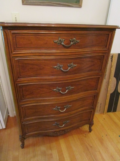 Dixie Bow Front 5 Drawer  with Scroll Feet