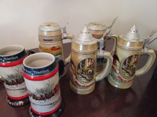 Six Limited Edition Ducks Unlimited and Budweiser Steins