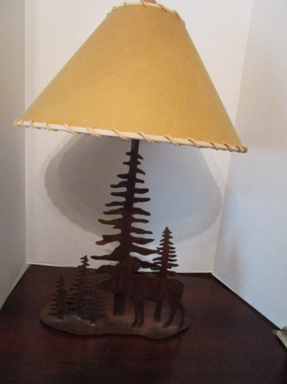 Metal Cut-Away Moose Lamp