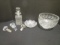 Crystal Bowl, Decanter, Stoppers and Tidbit Dish