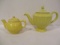 Yellow Hall Pottery Tea Pot and Yellow Pottery Individual Tea Pot