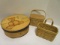 Two Woven Baskets and Round Wood Cheese Box