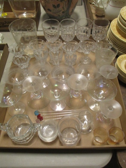 Large Lot of Clear Glass and Crystal Stemware and Glasses