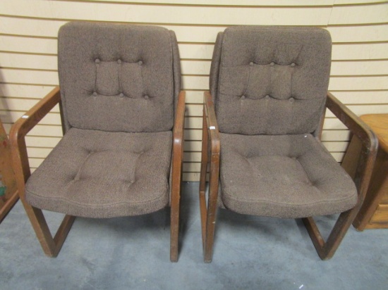 Pair of Wood Framed Upholstered Chairs