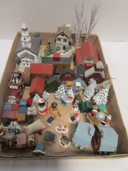 Mini Wood Houses, Christmas Village Pieces and Trees