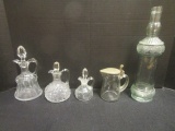 Three Cruets, Glass Bottle and Syrup Dispenser