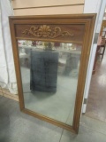 Large Molded Wood Grain Look Mirror with Shell Design