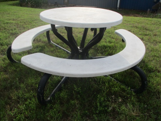 42" Round Picnic Table with Attached Benches