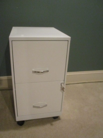 Metal 2 Drawer Locking File Cabinet on Casters