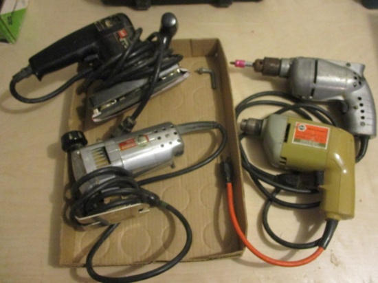 Four Electric Hand Tools-Black&Decker 1/2" Drill, Millers Fall Co. Jig Saw, 3/8" Drill