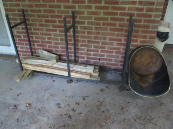 Metal Frame Log Rack and Metal Wood Barrel