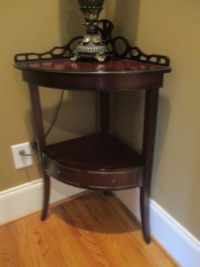 Bombay Corner Table with Shelf