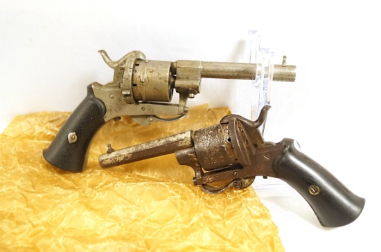 Pair of Antique Belgian Lefaucheux Folding Trigger Pinfire Revolvers