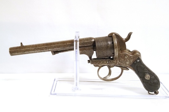Beautifully Engraved & Crafted Full Size M1858 Antique Lefaucheux Pinfire Revolver