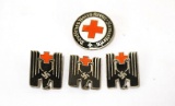 German WWII Nazi Red Cross Pin & Badges