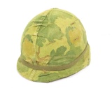 US Military Issue Vietnam Era M1 Steel Helmet w/ ERDL Camouflage Cover w/ Liner